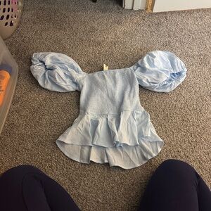 Francesca's Collections Sky Blue Smocked Top